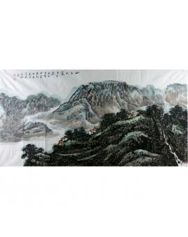 李百战  中国山水画  《山上人家》